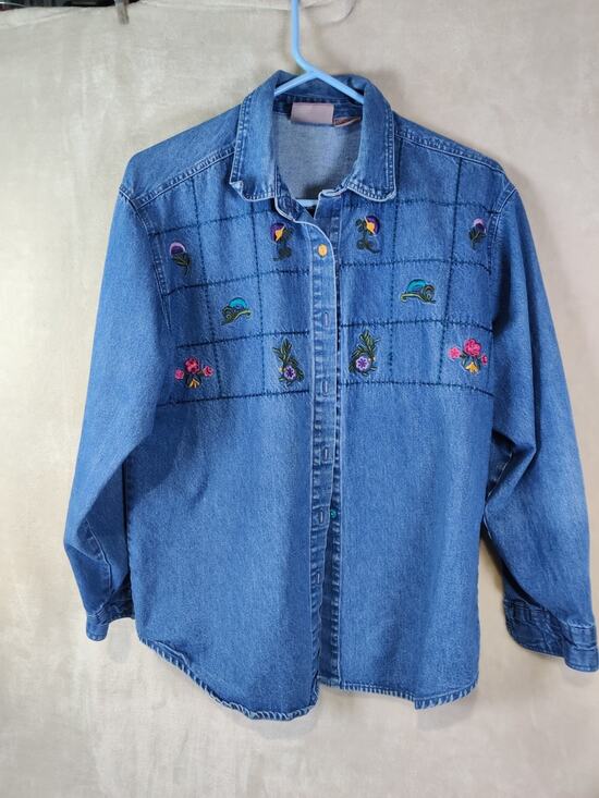 Premier International Jackets & Blazers - Premier International Women's Denim Jean Jacket Size Medium Embroidered Floral